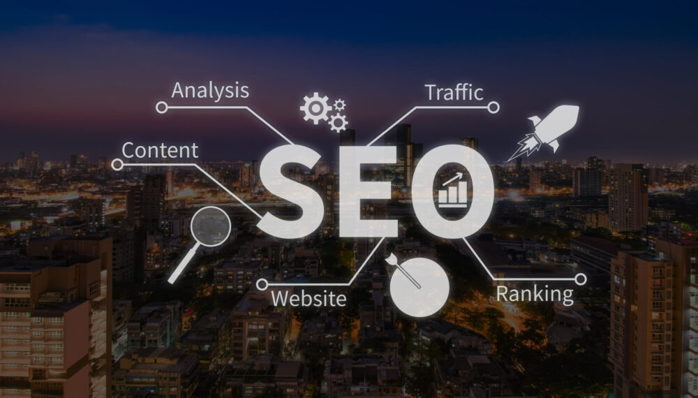 SEO Search Engine Optimization Marketing Ranking Traffic Website, ppc, smm, influencer and online marketing banner SEO